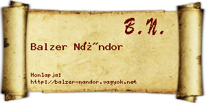 Balzer Nándor névjegykártya